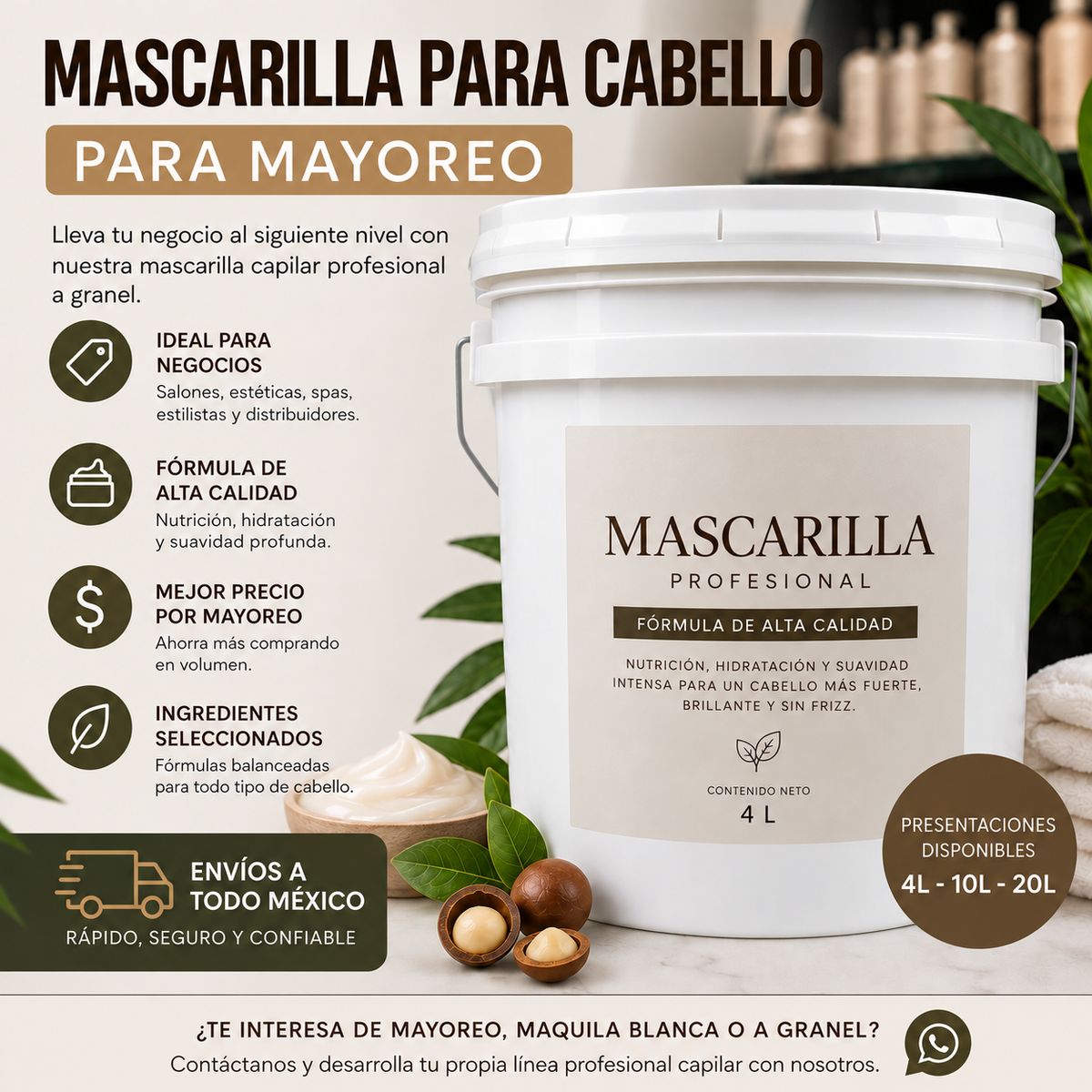 mascarilla capilar de menta para cabello graso.250 ml