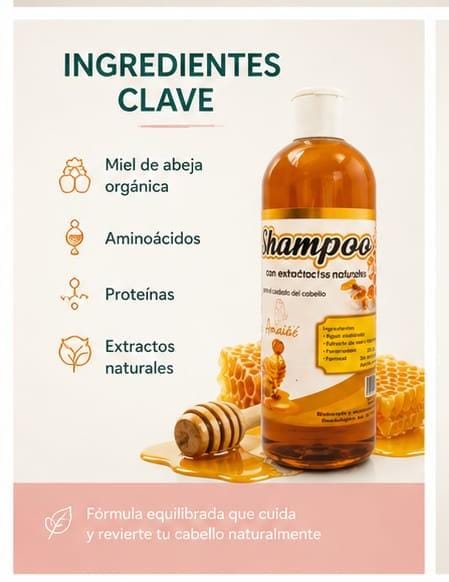 Shampoo Orgánico de Miel Anti friz
