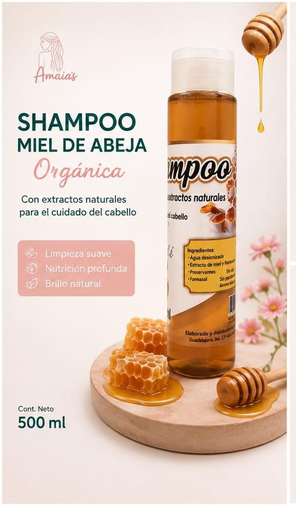 Shampoo Orgánico de Miel Anti friz