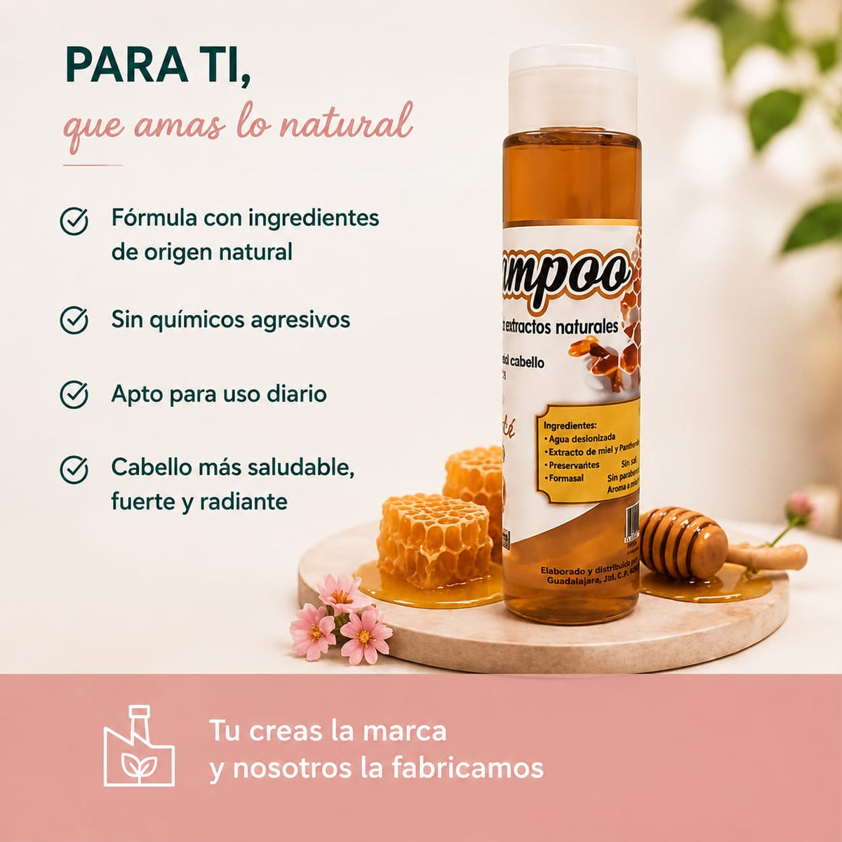 Shampoo Orgánico de Miel Anti friz