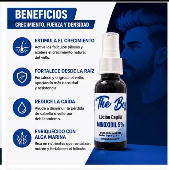 Locion Minoxidil 5% Profesional para Crecimiento Capilar y Barb