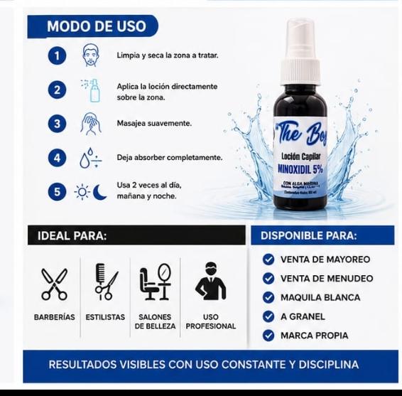 Locion Minoxidil 5% Profesional para Crecimiento Capilar y Barb