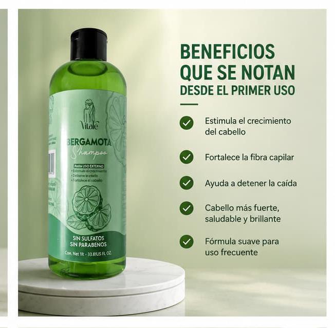 Shampoo de Bergamota Anticaída y Crecimiento – Uso Diario.